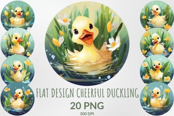 Download Flat Design Cheerful Duckling Clipart - Flat Collection