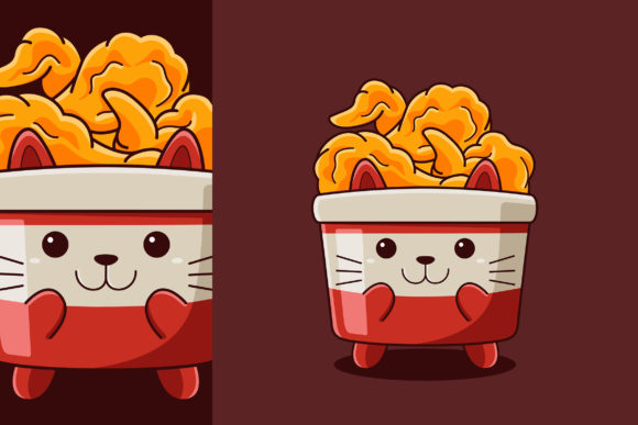Download Cute Fried Chicken Cat Vector Cartoon - Premium Resources